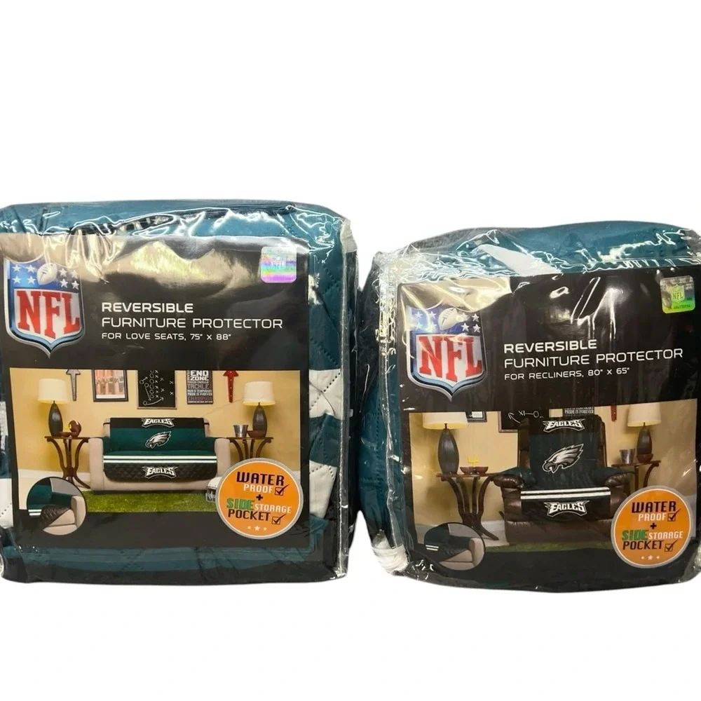 Philadelphia Eagles NFL Furniture Protector Set Recliner & Loveseat Waterproof